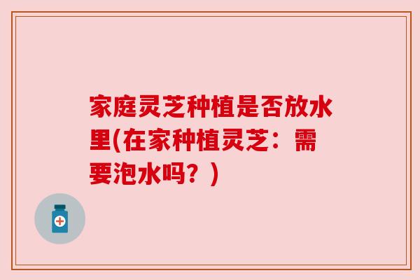 家庭灵芝种植是否放水里(在家种植灵芝:需要泡水吗?) 家庭灵芝种植是否放水里(在家种植灵芝:需要泡水吗?)