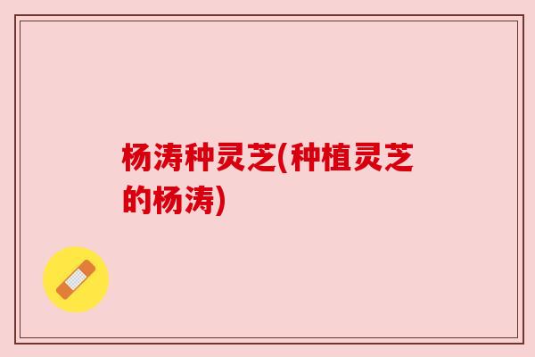 杨涛种灵芝(种植灵芝的杨涛)