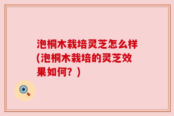 泡桐木栽培灵芝怎么样(泡桐木栽培的灵芝效果如何?) 泡桐木栽培灵芝怎么样(泡桐木栽培的灵芝效果如何?)