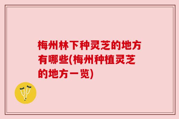 梅州林下种灵芝的地方有哪些(梅州种植灵芝的地方一览) 梅州林下种灵芝的地方有哪些(梅州种植灵芝的地方一览)