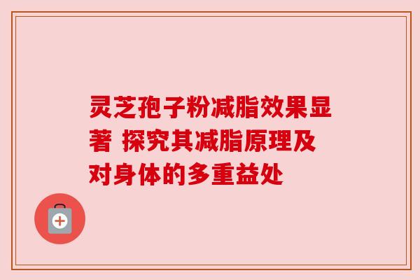 灵芝孢子粉减脂效果显著 探究其减脂原理及对身体的多重益处 灵芝孢子粉减脂效果显著 探究其减脂原理及对身体的多重益处