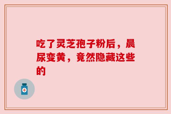 吃了灵芝孢子粉后,晨尿变黄,竟然隐藏这些的 吃了灵芝孢子粉后,晨尿变黄,竟然隐藏这些的