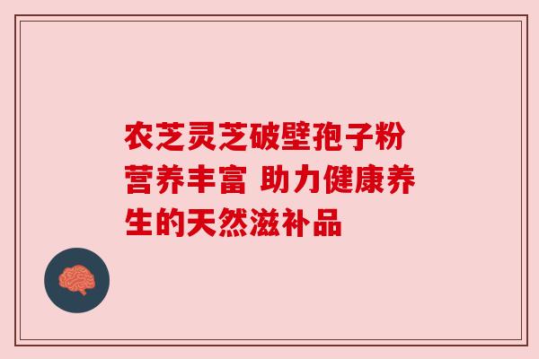农芝灵芝破壁孢子粉 营养丰富 助力健康养生的天然滋补品