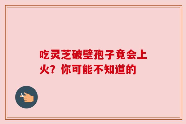 吃灵芝破壁孢子竟会上火?你可能不知道的 吃灵芝破壁孢子竟会上火?你可能不知道的