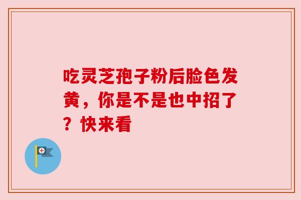 吃灵芝孢子粉后脸色发黄,你是不是也中招了?快来看 吃灵芝孢子粉后脸色发黄,你是不是也中招了?快来看