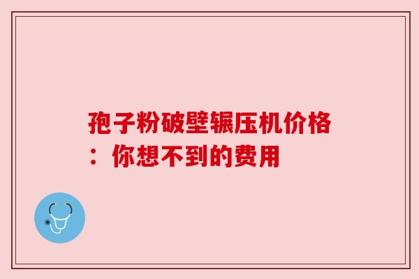 孢子粉破壁辗压机价格：你想不到的费用
