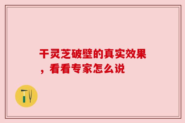 干灵芝破壁的真实效果，看看专家怎么说