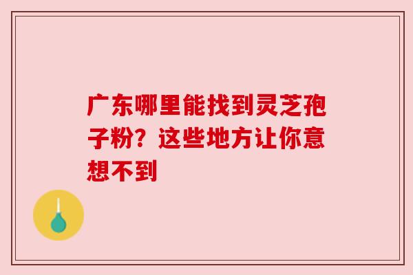 广东哪里能找到灵芝孢子粉？这些地方让你意想不到
