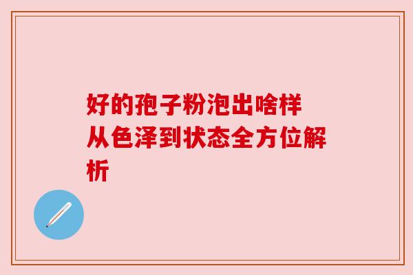 好的孢子粉泡出啥样 从色泽到状态全方位解析
